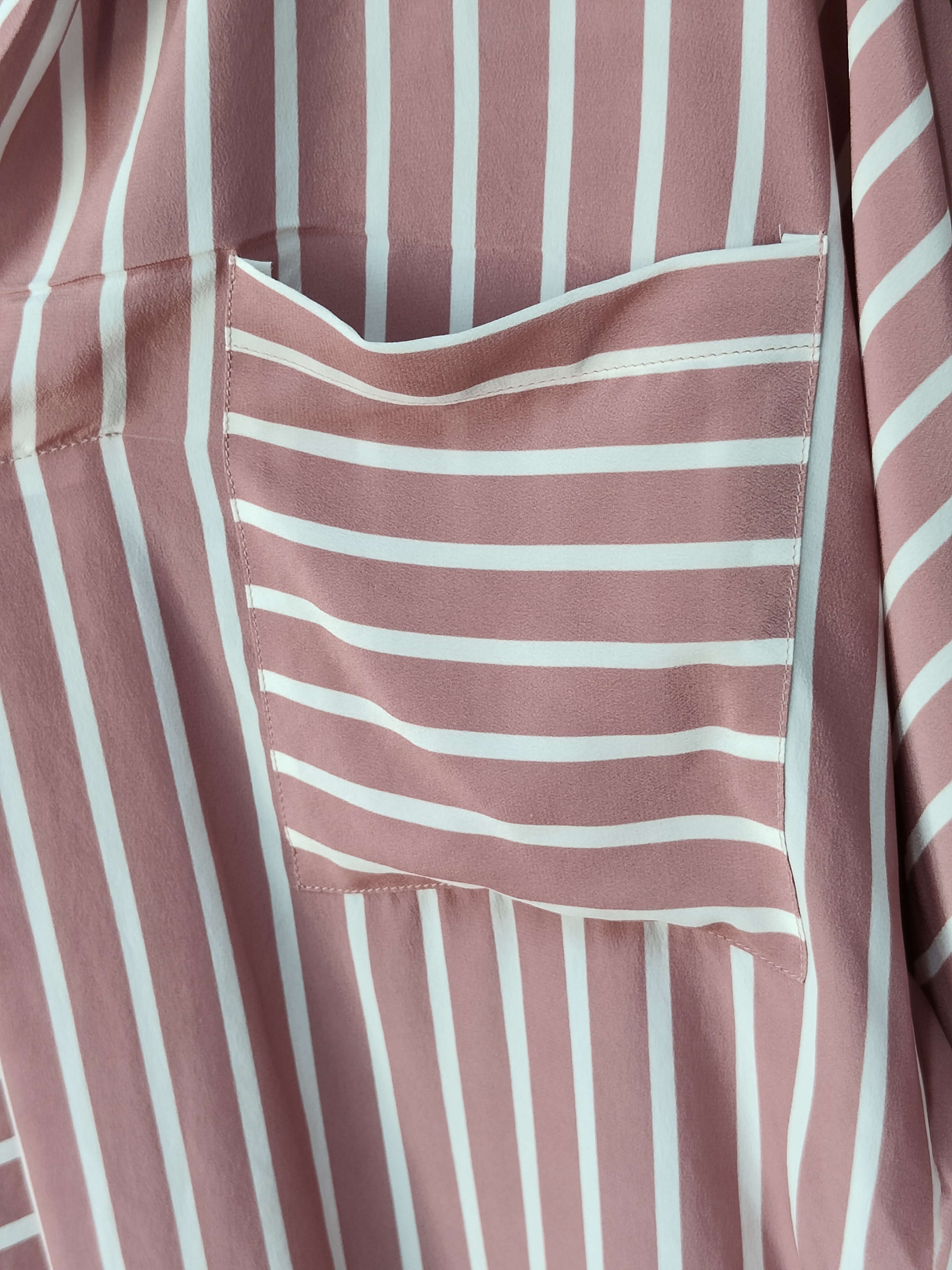 Private Label Plus Size Pink Stribet 100 Silke Shirt Top Bluse i Bulk